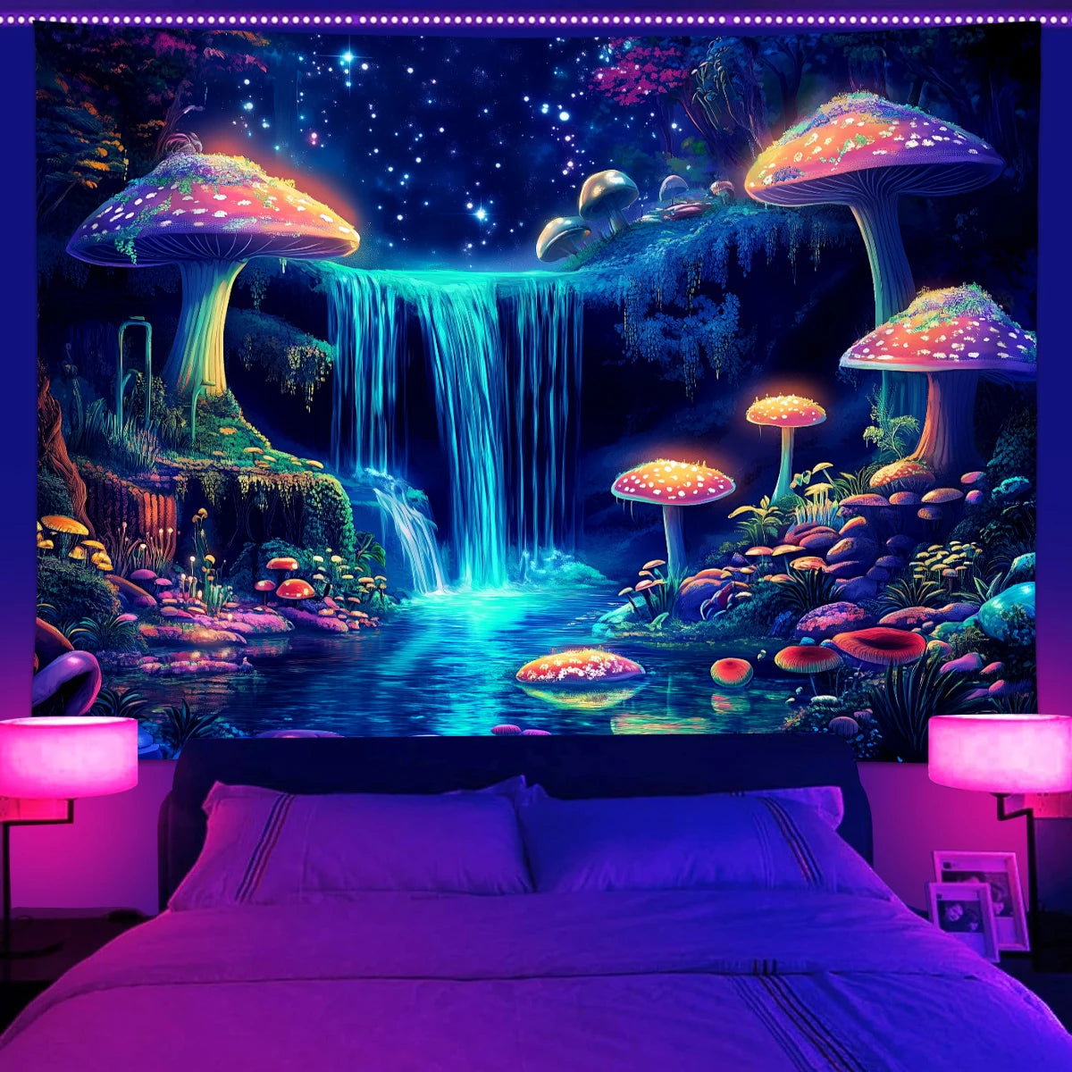 Glow in the Dark Mushroom Tapestry